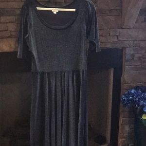 LulaRoe Holiday Navy stretch velvet Nicole.